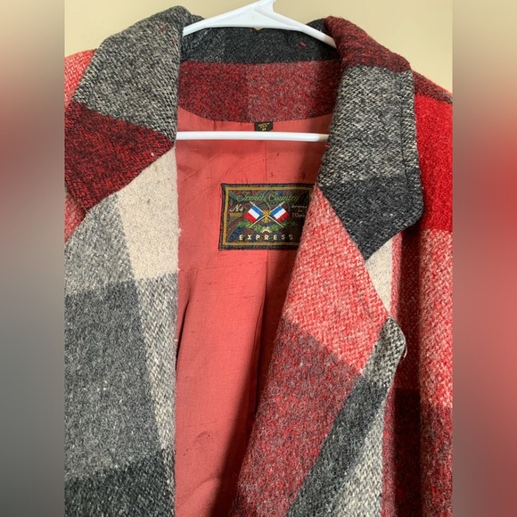 Express wool blend plaid coat, blazer chore barn vintage 80’s jacket - Picture 2 of 11